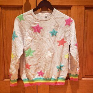 Whisper by Brodie Neon Grey Star Sweater Cotton Silk Medium Colorful Soft